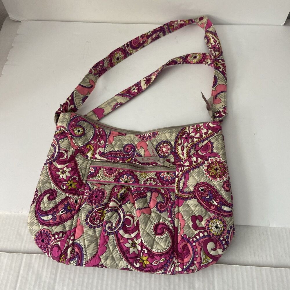 VERA BRADLEY CROSSBODY HOBO PAISLEY MEETS PLAID RETIRED EXCELLENT PRE-OWNED